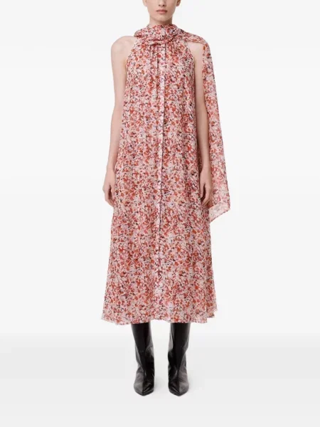 Rochie midi Another Tomorrow de mătase roz