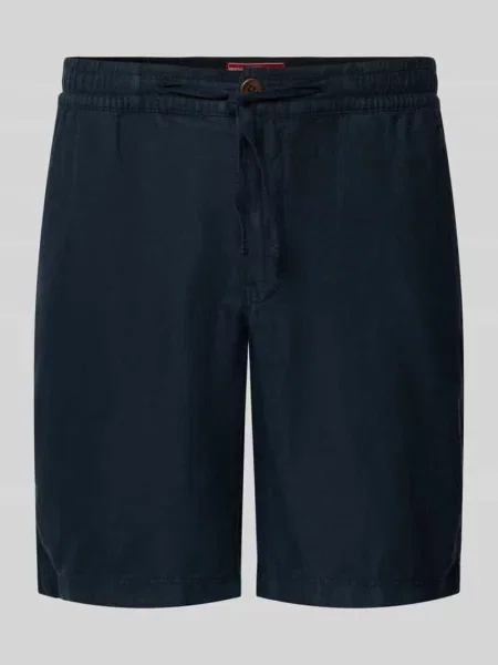 Szorty lniane o kroju regular fit z tunelem model ‘Merchant’ Superdry granatowe