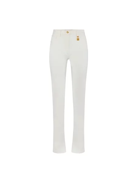 Skinny jeansy skinny Elisabetta Franchi z 5 kieszeniami białe