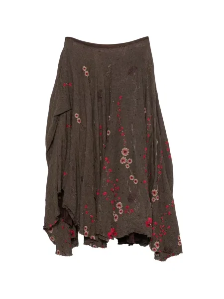 Fustă midi Marc Le Bihan cu model floral maro