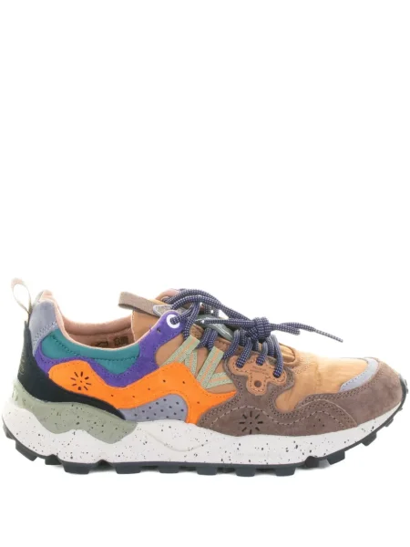 Sneakerși Flower cu model floral maro