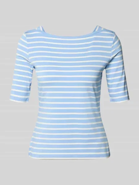 T-shirt o kroju slim fit z mieszanki Comma błękitna