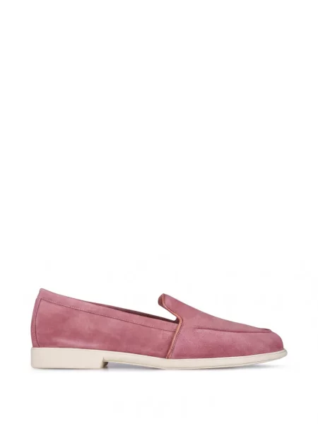 Pantofi loafer Santoni din piele de căprioară roz