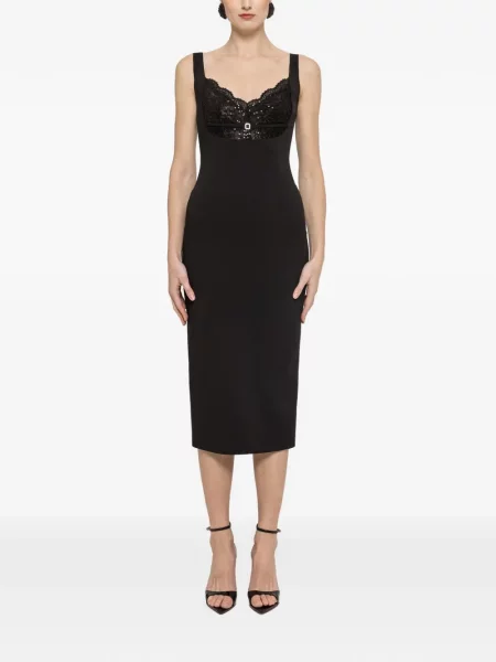 Rochie midi Nissa cu paiete din dantelă până la genunchi negru