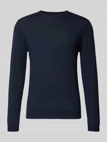 Sweter z dzianiny z prążkowanymi wykończeniami model Margrate' Matinique granatowy