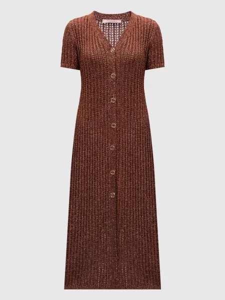 Сукня міді з люрексом Twinset коричнева