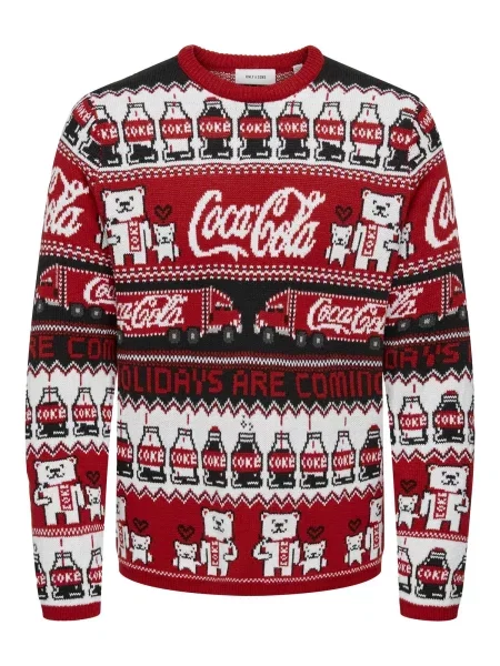 Only & Sons Pulover ONSXMAS COLA crvena / crna bijela
