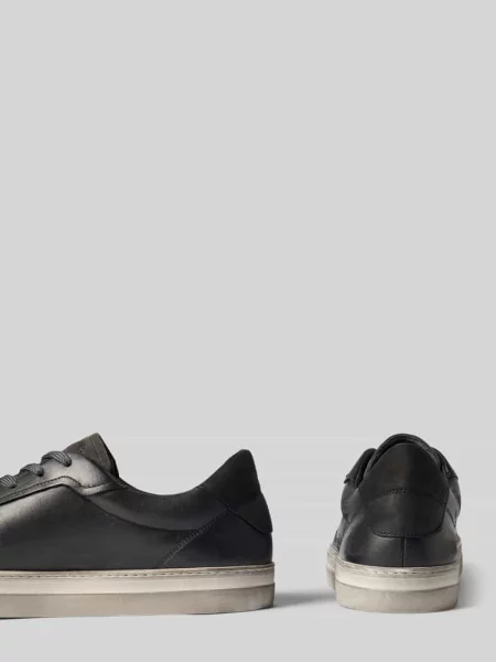Sneakersy Low w stylu used z skóra bydlęca nappa La Martina czarne