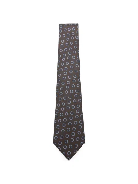 Cravată Kiton cu imprimeu geometric maro