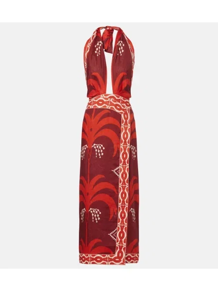 Rochie midi Johanna Ortiz de in cu imagine până la genunchi roșu