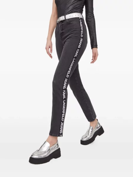 Blugi Karl Lagerfeld Jeans cu autograf gri