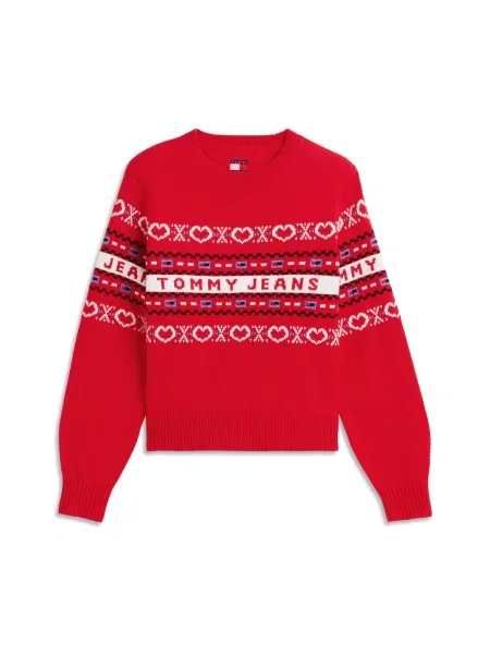 Tommy Jeans Pulover albastru porumbel / roșu / negru alb