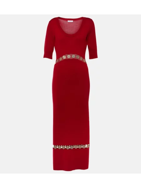 Rochie maxi Rabanne de lână de costum roșu