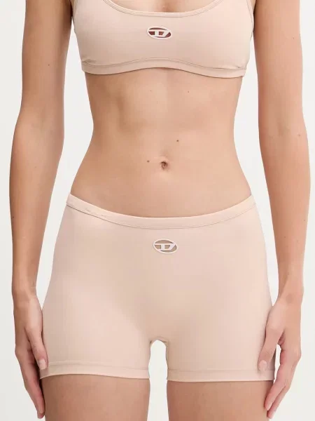 Diesel szorty SOPHIA-UTLT gładkie high waist beżowy