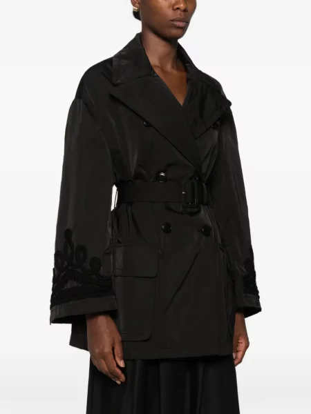Двуредно палто Ermanno Scervino бродирано черно