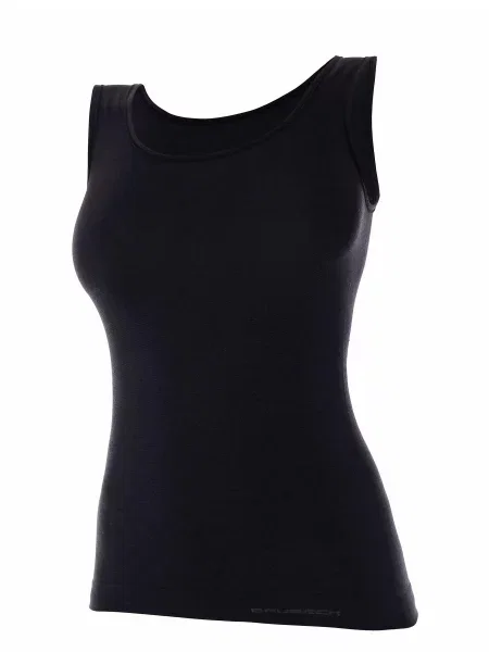 Koszulka plus size bez rękawów Brubeck COMFORT WOOL czarna