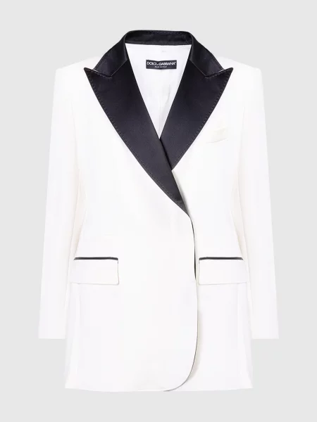 Двобортний жакет з контрастними деталями Dolce&gabbana білий