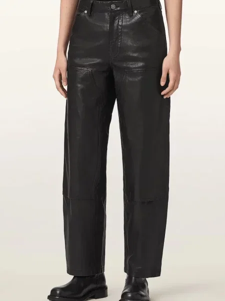 AllSaints kalhoty kožené MANTA černé