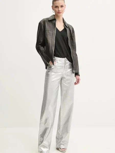 Patrizia Pepe kurtka skórzana przejściowa czarny