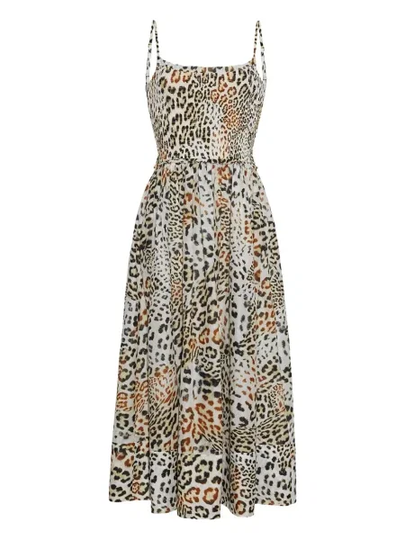 Sukienka midi Cara Cara z nadrukiem w panterkę do kolan