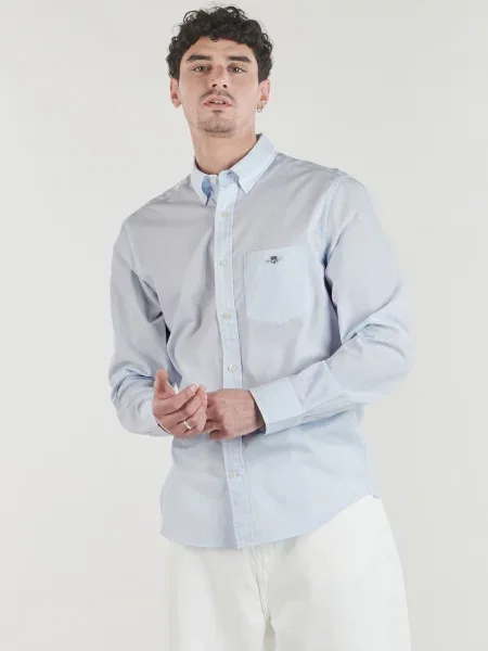 Cămașă Gant clasică din poplin albastru
