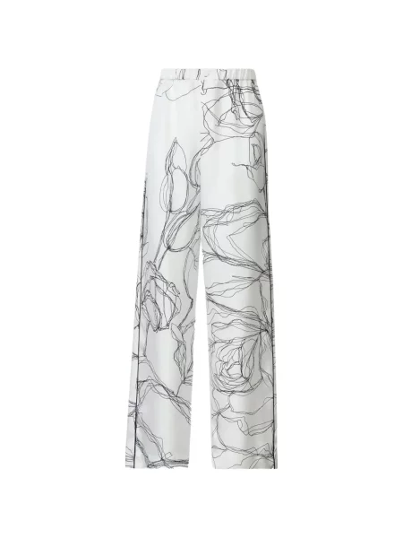 Pantaloni Fabiana Filippi de mătase cu model floral cu imagine alb