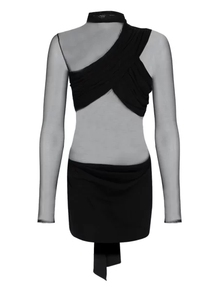 Mała sukienka mini The New Arrivals Ilkyaz Ozel z siateczką garniturowa czarna