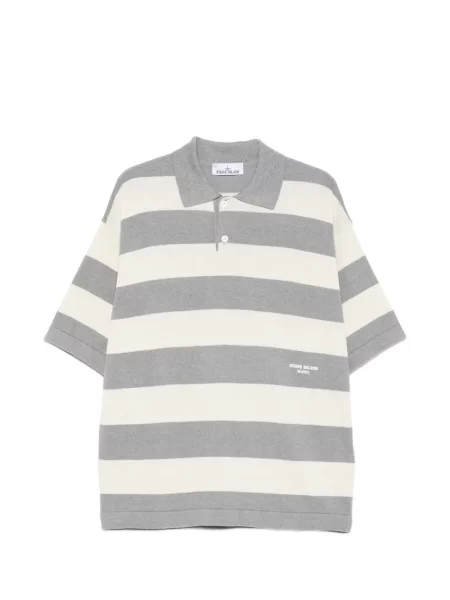 Lenvászon csíkos pólóing Stone Island strasszokkal szürke