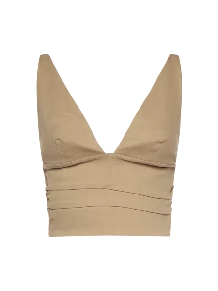 Lniany top Pinko beżowy