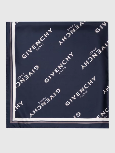 Хустка із шовку в принт логотипа Givenchy синя