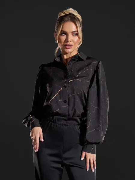 Сорочка ISSA Plus комбінований верх чорний