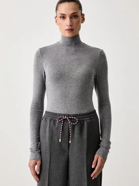 Tommy Hilfiger tričko s dlhým rukávom dámske s vlnou sivá
