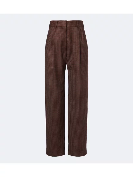 Pantaloni Blazé Milano de lână în carouri maro