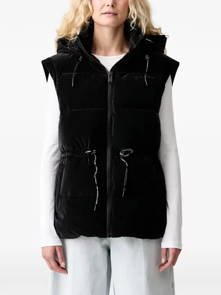 Vestă denim Karl Lagerfeld Jeans cu glugă negru
