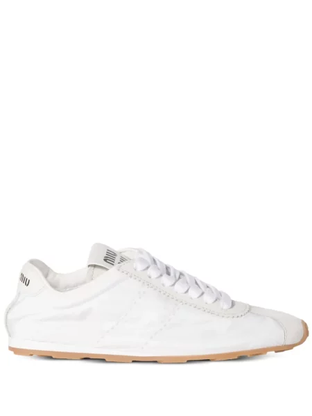 Sneakerși Miu Miu cu șireturi din dantelă alb