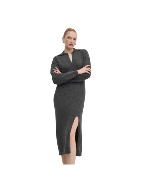 Sukienka maxi Pinko wełniana szara