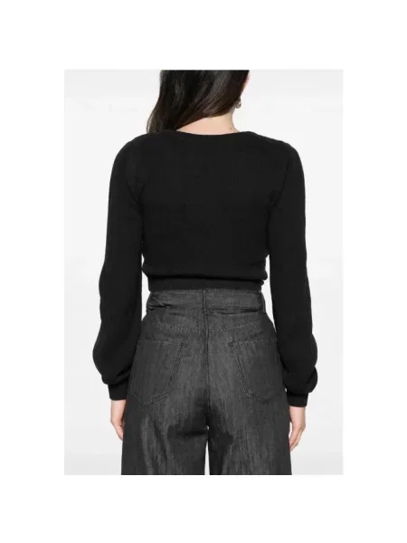 Sweter Twinset z dekoltem w serek czarny