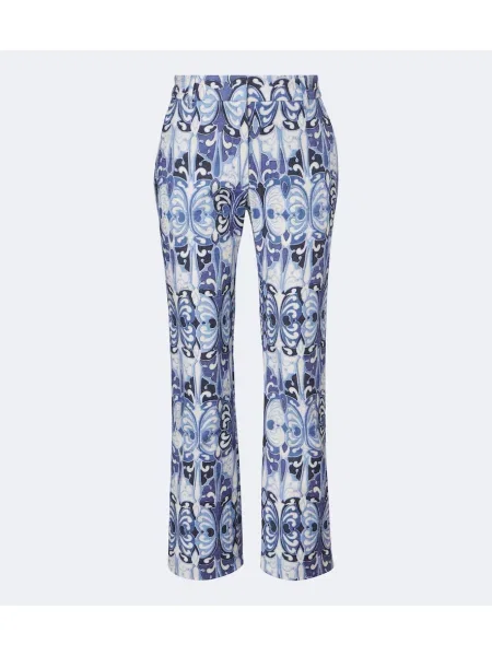 Pantaloni La Doublej cu imagine evazate albastru