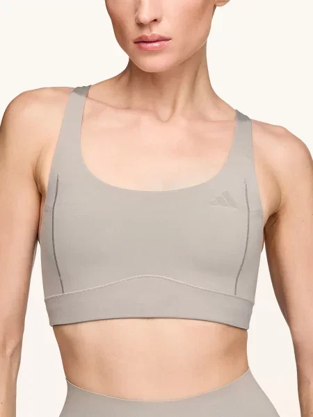 Adidas Biustonosz Sportowy Optime Training beige beżowy