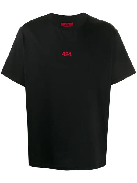 Tricou 424 cu broderie scurt negru