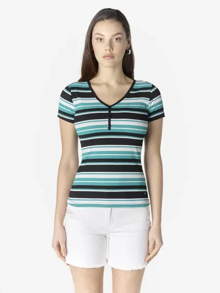 KOROSHI Tricou verde smarald / negru alb