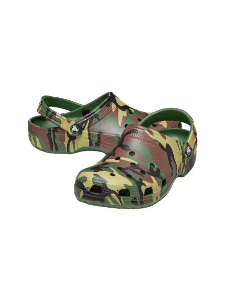 Pantofi Crocs cu model camuflaj clasici verde