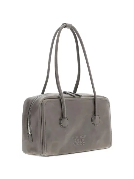 Kožená shopper kabelka Marge Sherwood s autogramem šedá