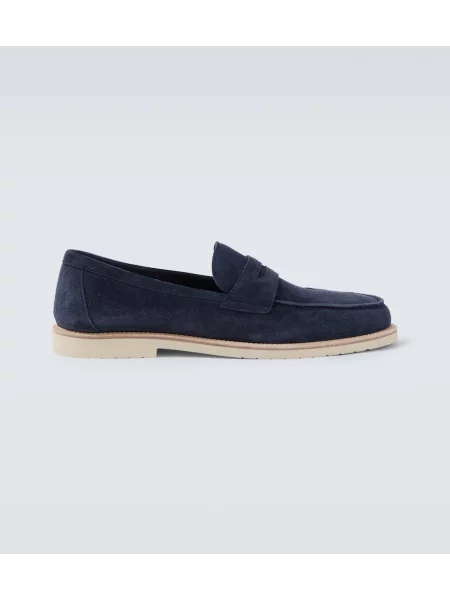 Loafersy Brunello Cucinelli zamszowe niebieskie