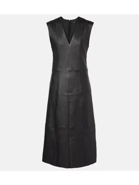 Rochie midi Joseph din piele până la genunchi de costum negru