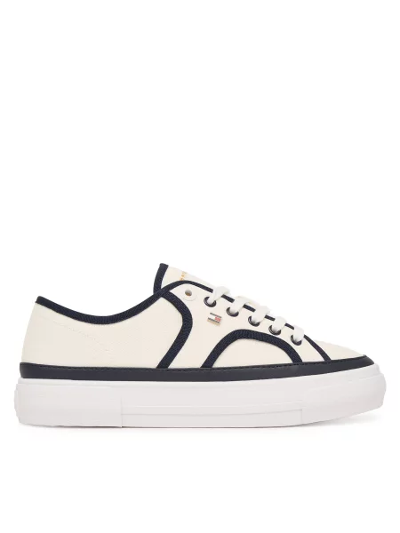 Teniși Tommy Hilfiger Platform Vulc Piping alb