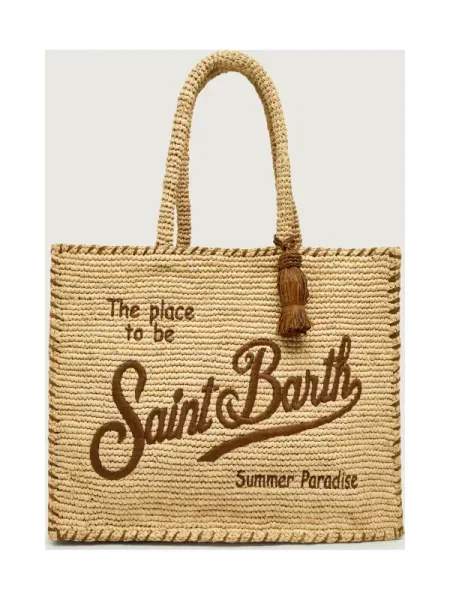 ST.Barth Geantă de plajă Vanity Rafia bej