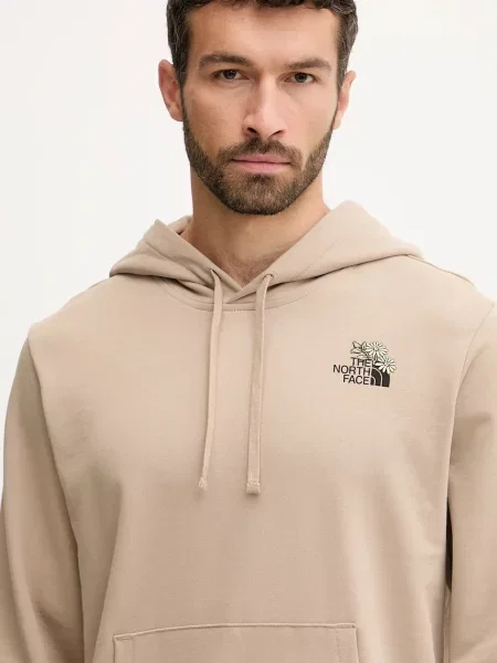Кофта The North Face Flowe Dome з капюшоном з принтом коричневий