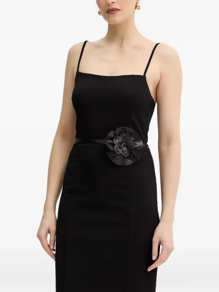 Rochie midi Guess cu model floral cu aplicații negru