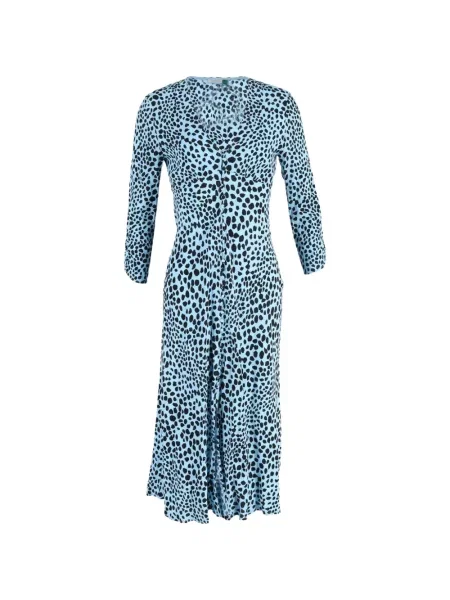 Rochie Rixo cu imagine cu model leopard albastru